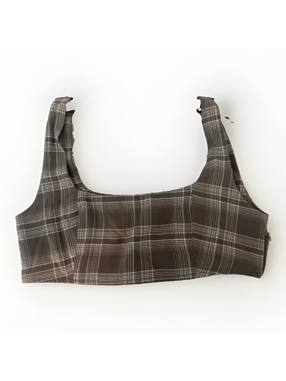 Princess Polly Huxley Plaid Cropped Tank Top Grey 6 Dark Academia Y2K Grunge.  R